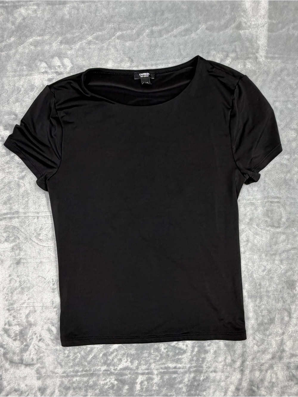 Express Black Short Sleeve Scoop Neck Body Contour Tee‎